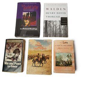 Classic Literature Lot 5 Dickens Tolstoy Hawthorne Walden